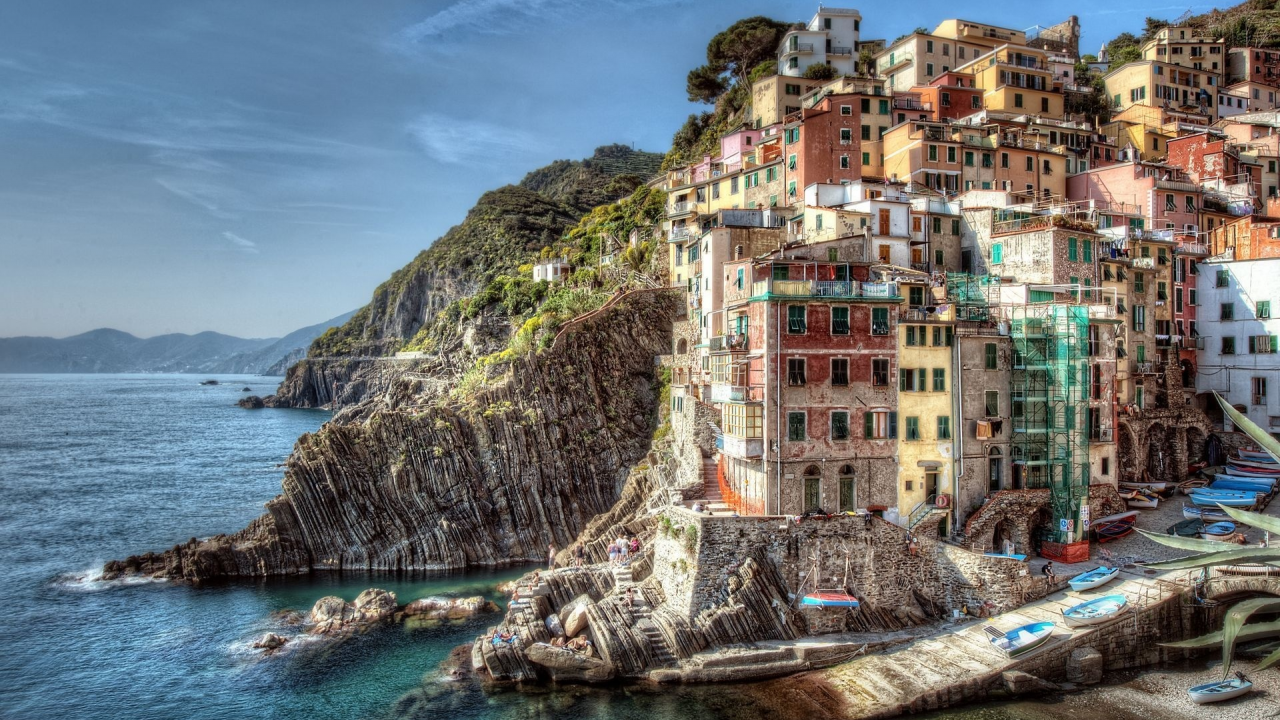 здания, пейзаж, италия, Riomaggiore, italy, побережье, скалы