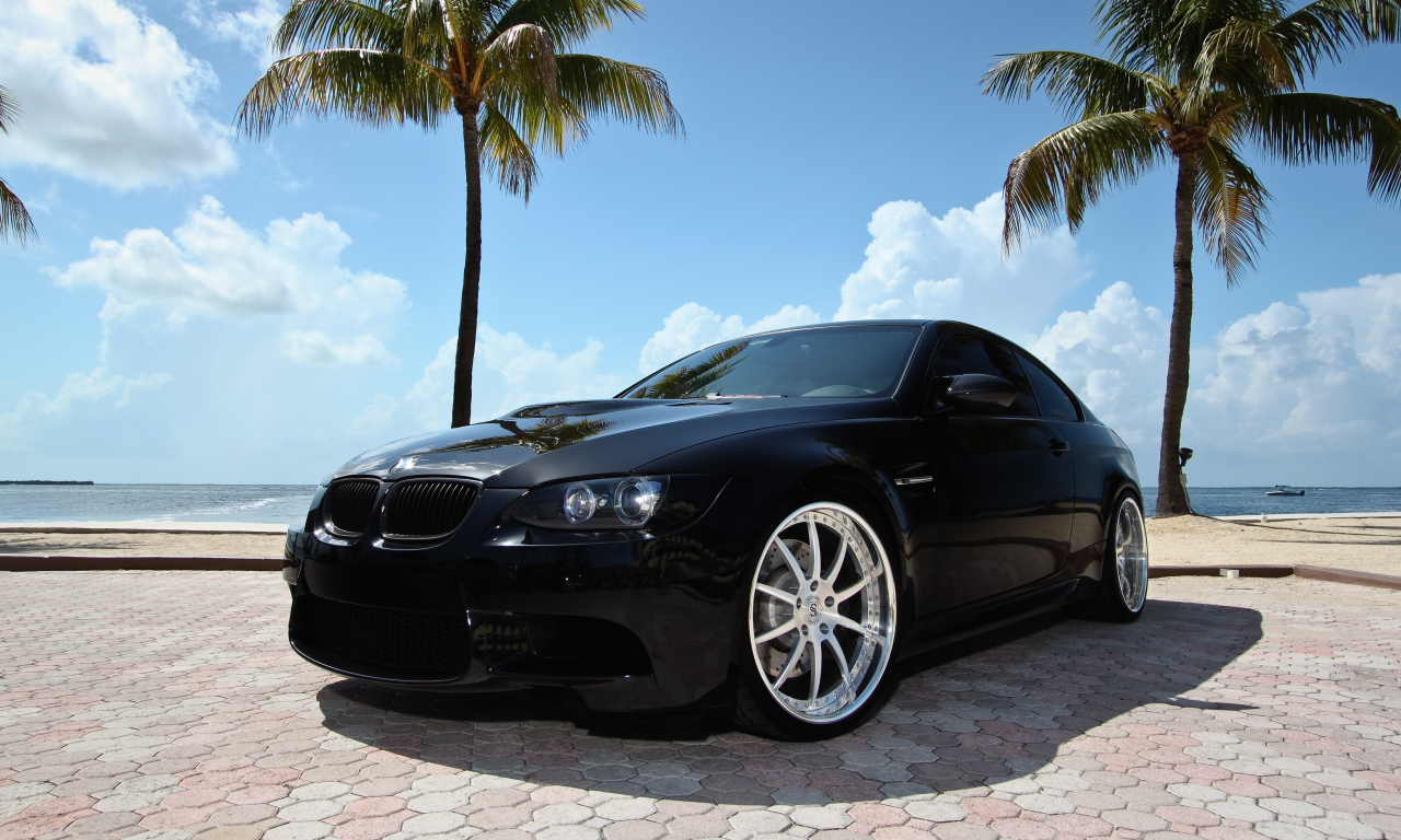 m3, бмв, miami, e92, пальмы, black, чёрная, Bmw, майами, тонировка