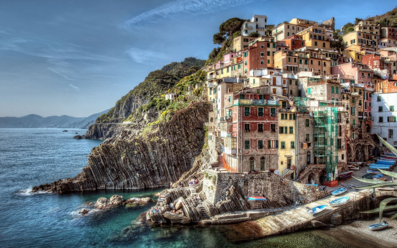 здания, пейзаж, италия, Riomaggiore, italy, побережье, скалы