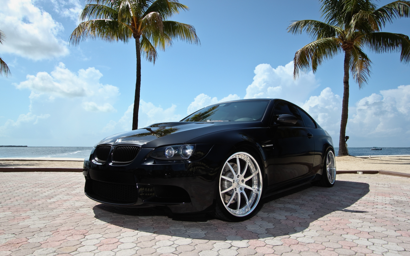 m3, бмв, miami, e92, пальмы, black, чёрная, Bmw, майами, тонировка