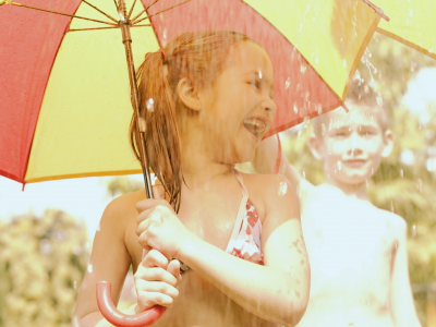 мальчик, ребенок, зонтик, девочка, веселье, дети, малышка, дождь, радость