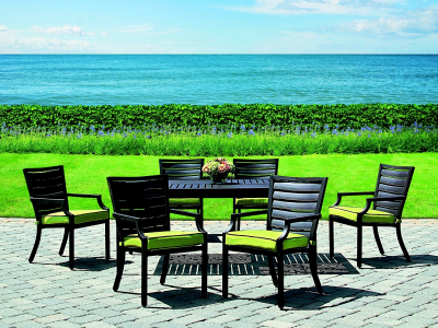 зелень, стулья, газон, трава, интерьер, природа, море. океан, вода, стол, дизайн