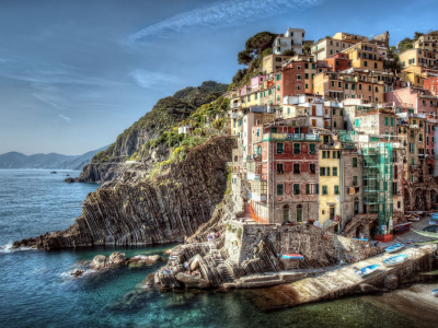 здания, пейзаж, италия, Riomaggiore, italy, побережье, скалы