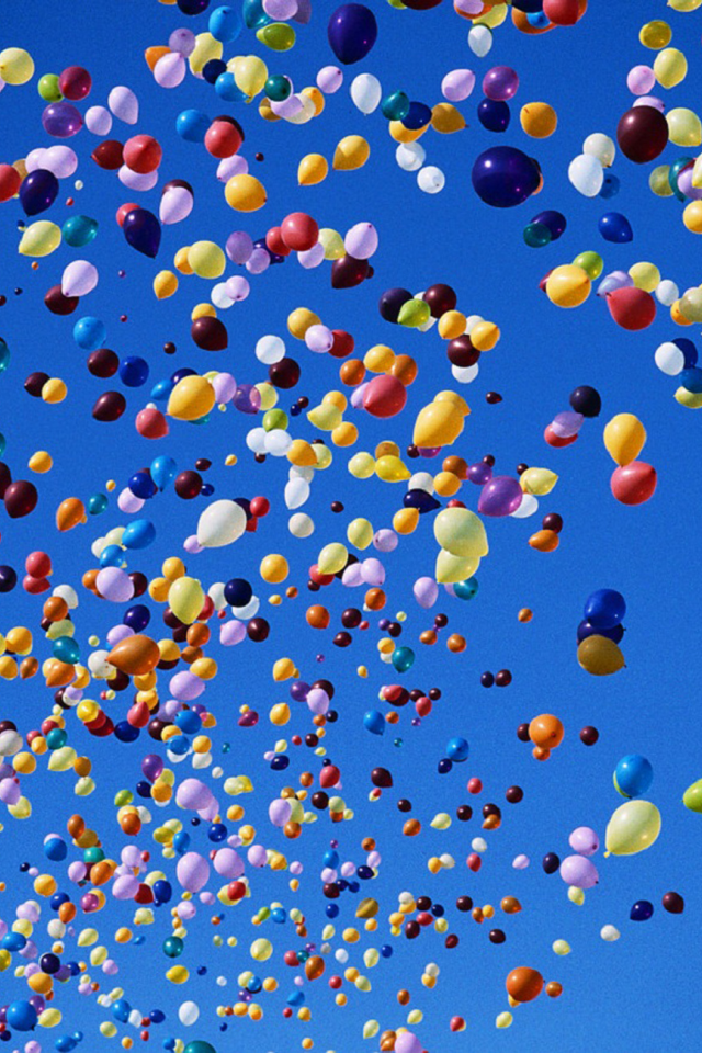 Небо, разноцветные, воздушные шары, шарики