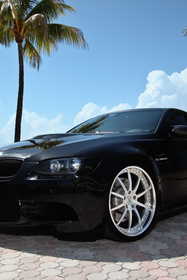 m3, бмв, miami, e92, пальмы, black, чёрная, Bmw, майами, тонировка