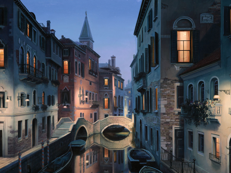 venice, евгений лушпин, eugeny lushpin, Night dreams, italy, painting