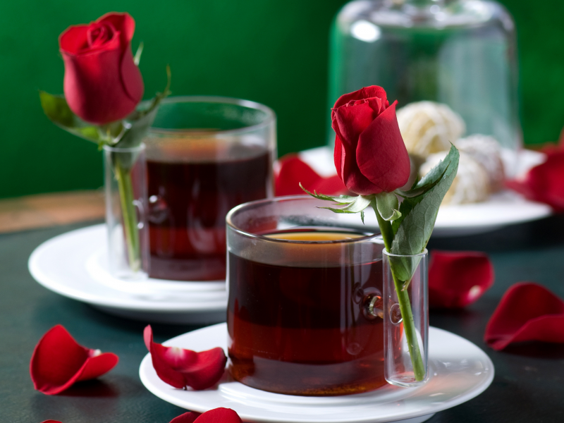 petals, rose, tea, elegantly, romance, gentle, nice, drink, Cake, harmony, roses, cups, love