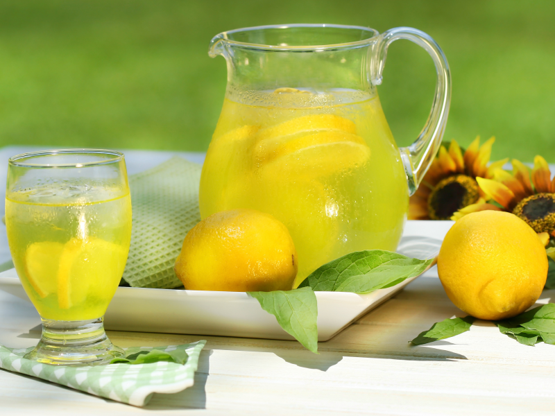 стакан, подсолнух, Лимонад, кувшин, лимон