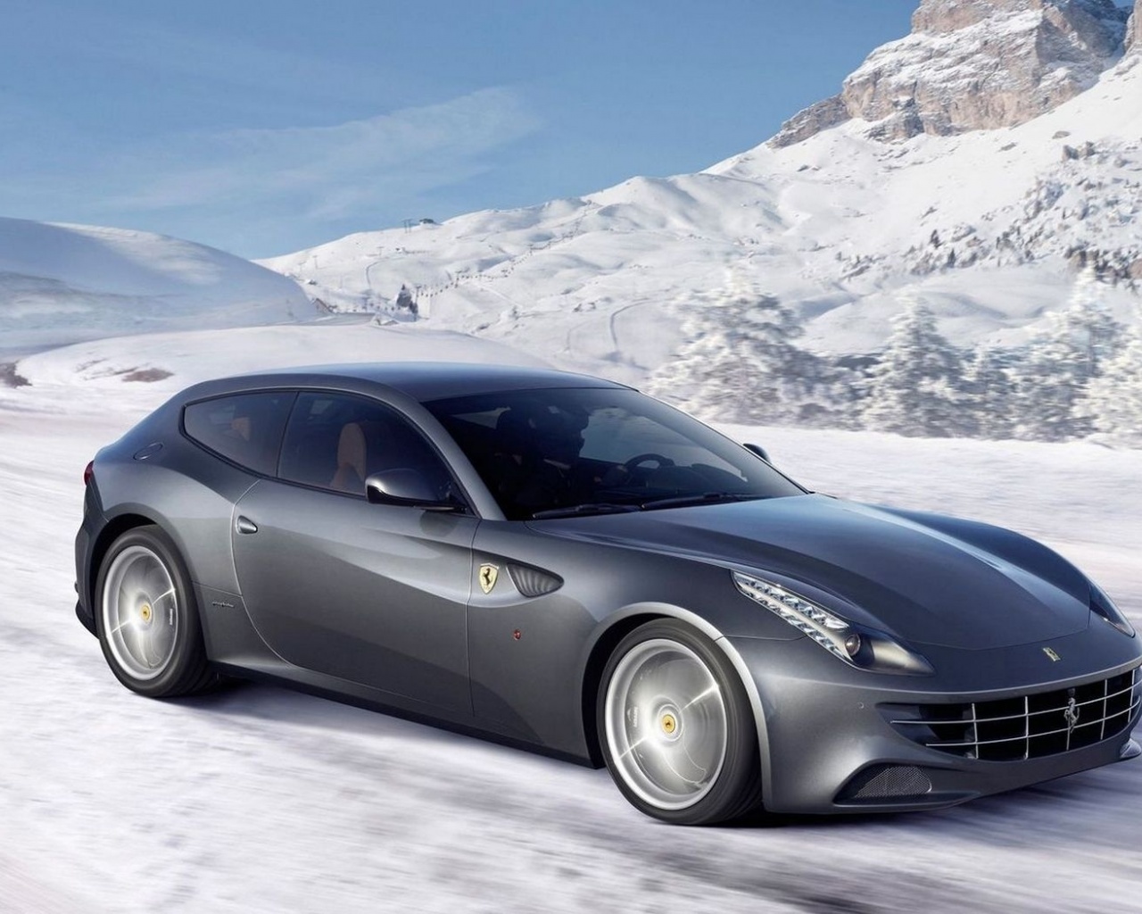 wallpapers, обоя, snow, new, winter, car, ferrari, ff