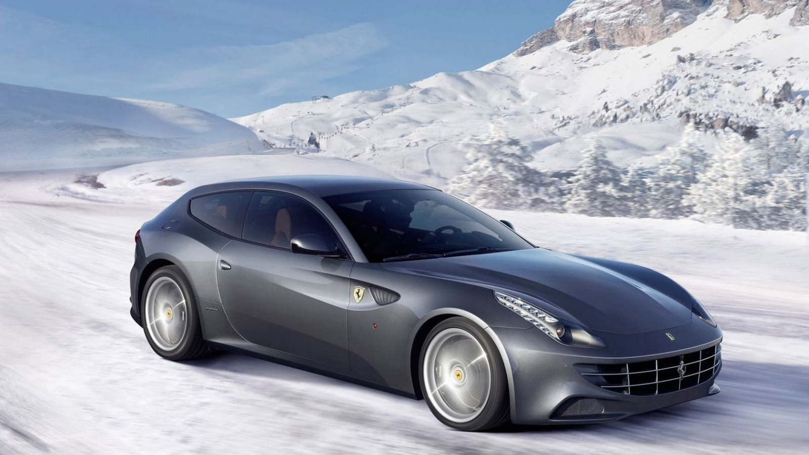 wallpapers, обоя, snow, new, winter, car, ferrari, ff