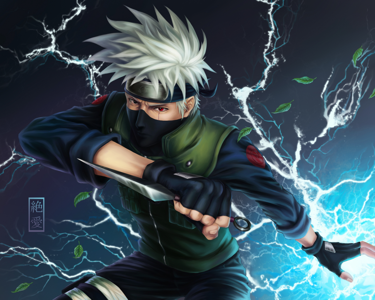 листья, hatake kakashi, naruto, solo, перчатки