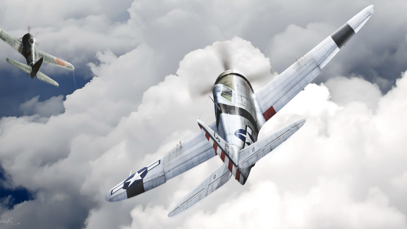 небо, самолет, p-47