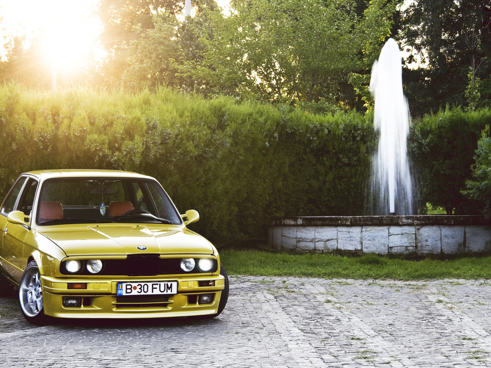 фонтан, m3, бмв, yellow, e30, bmw, жёлтый