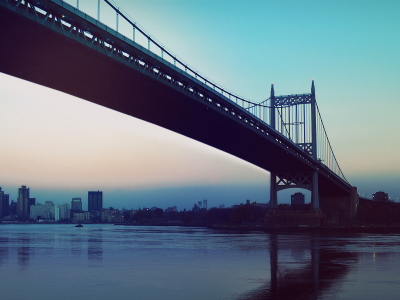 утро, картинка мост, река