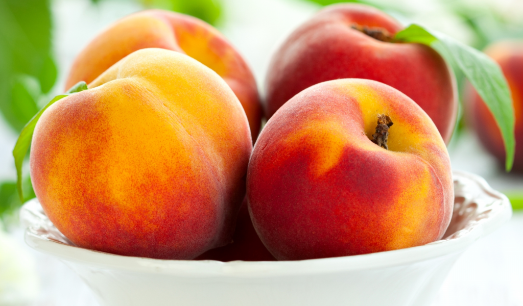 peaches, фрукты, тарелка, персики