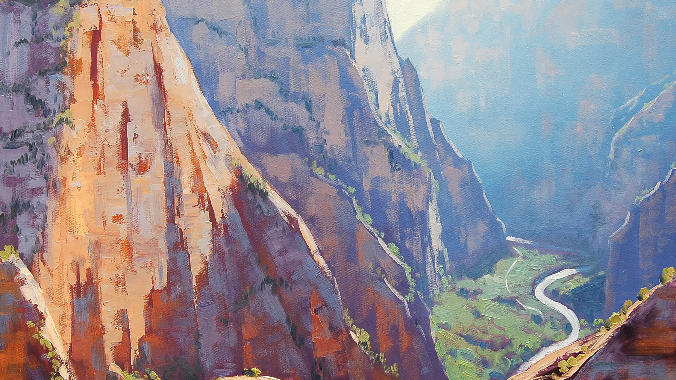 рисунок, zion canyon cliffs, artsaus, арт