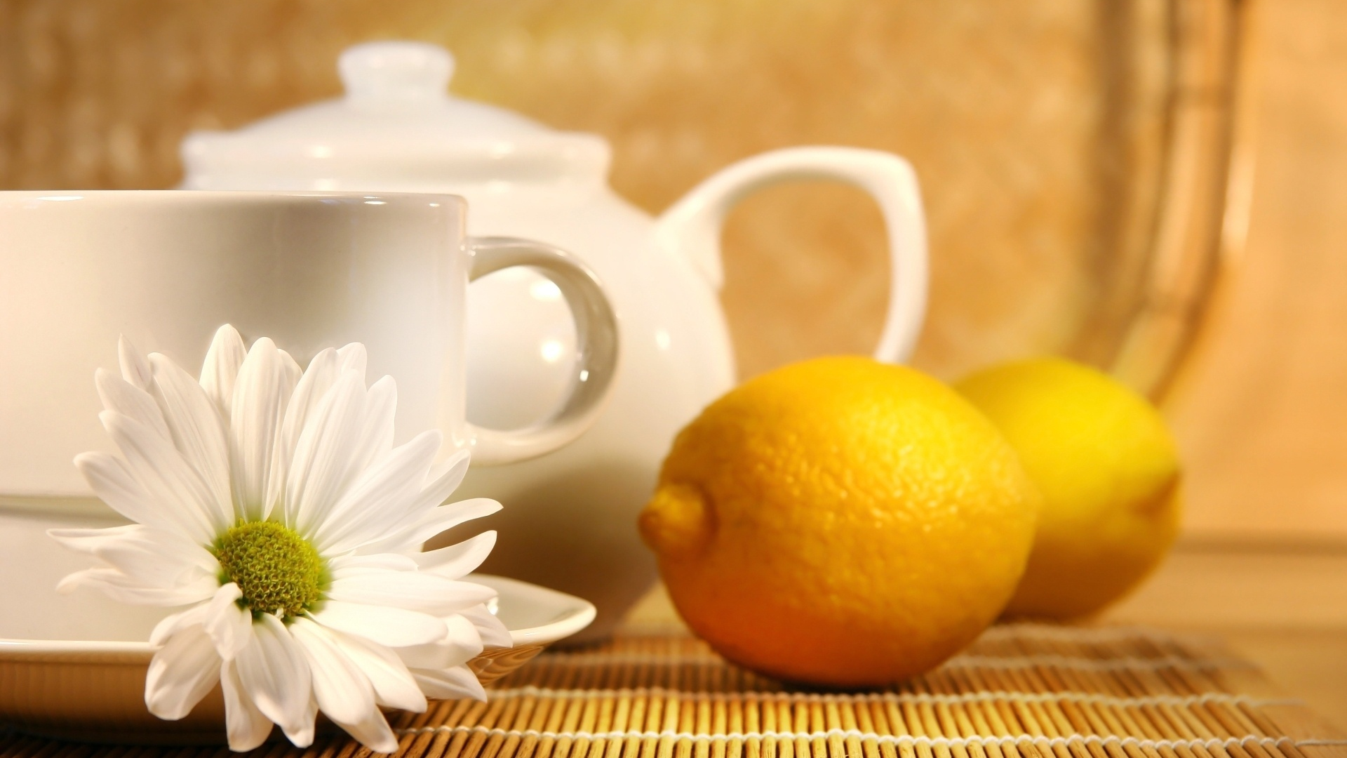 tea, ромашка, чашка, lemon, чай, лимон