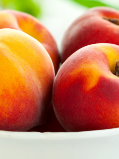 peaches, фрукты, тарелка, персики