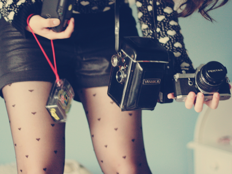 фотоапарат, девушка, ноги