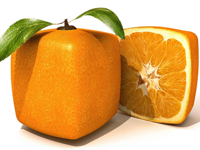 фрукт, апельсин, квадратный, белый фон