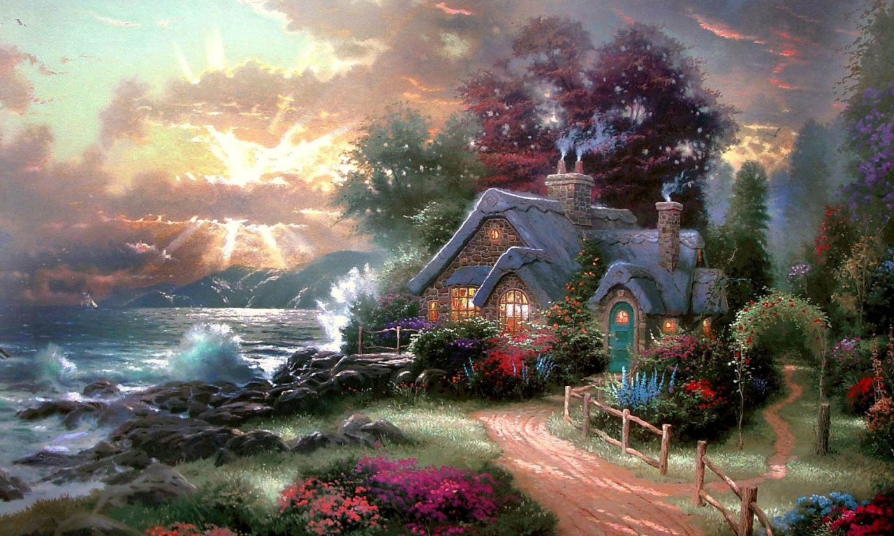 рассвет, a new day dawning, thomas kinkade