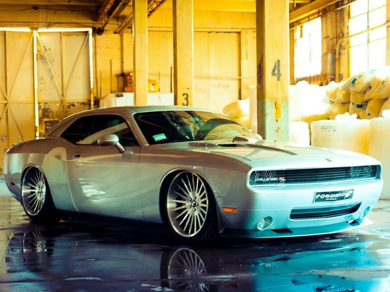 challenger, white, dodge, гараж, tuning, машина, car