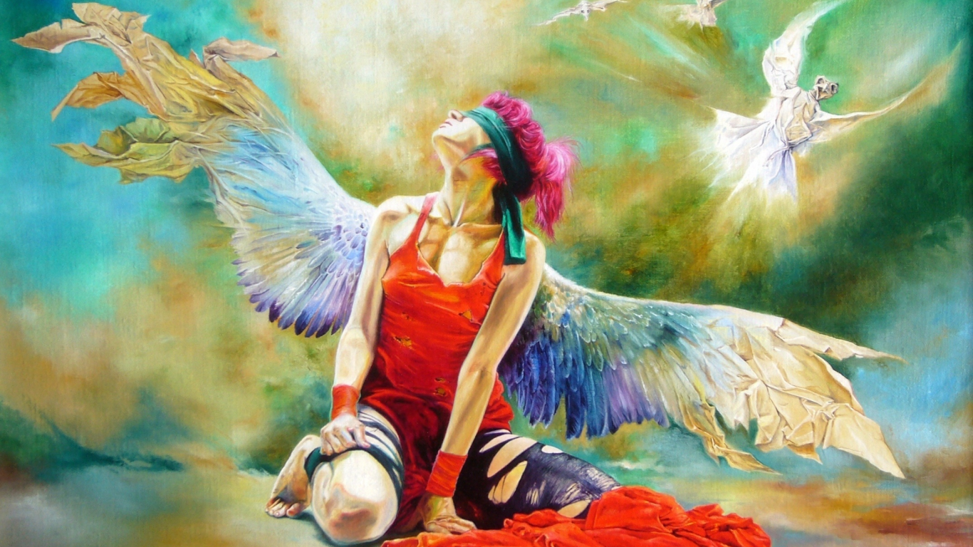ангел, девушка, крылья, wlodzimierz kuklinski