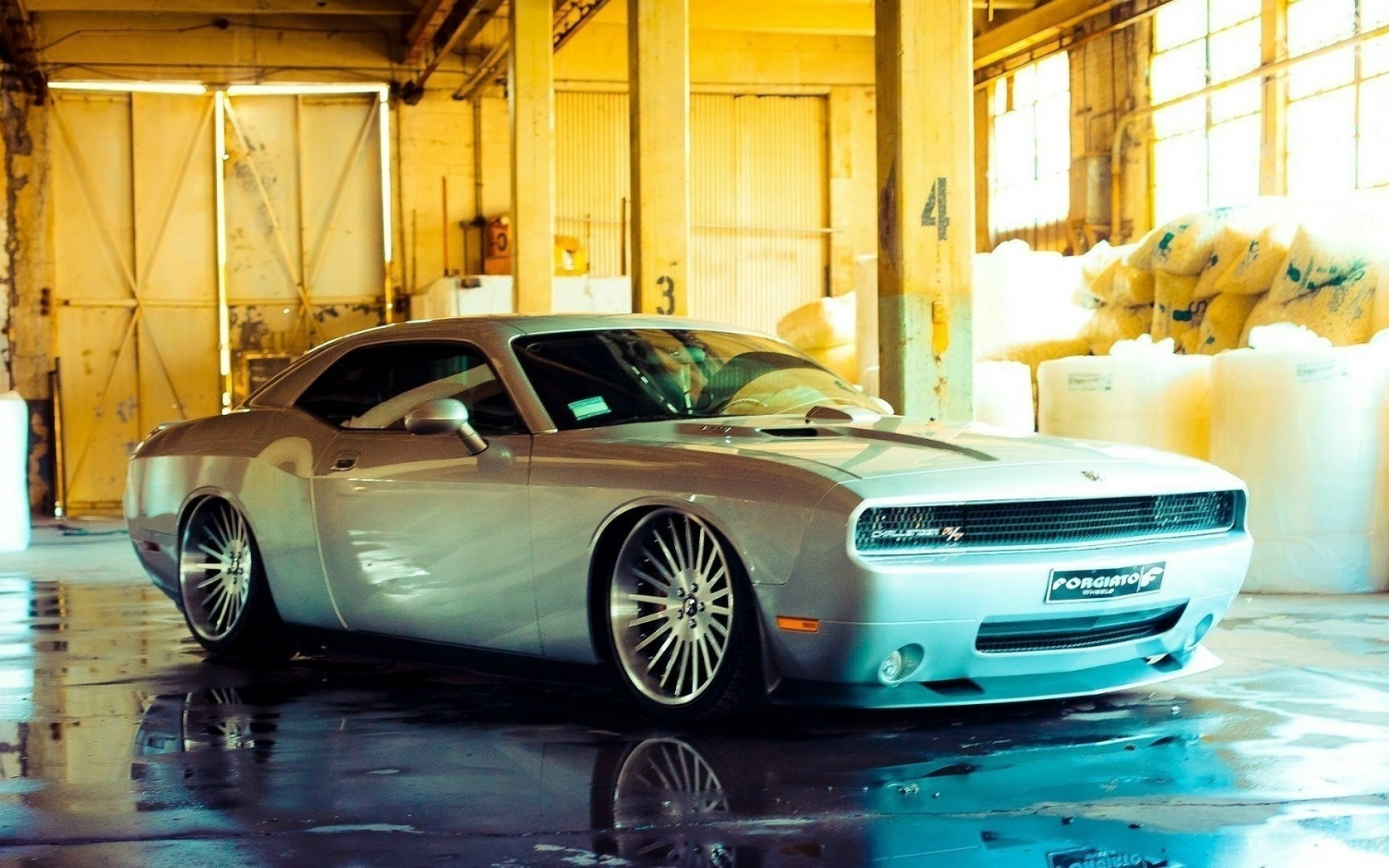 challenger, white, dodge, гараж, tuning, машина, car