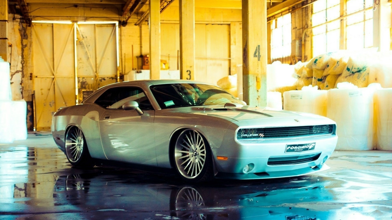 challenger, white, dodge, гараж, tuning, машина, car