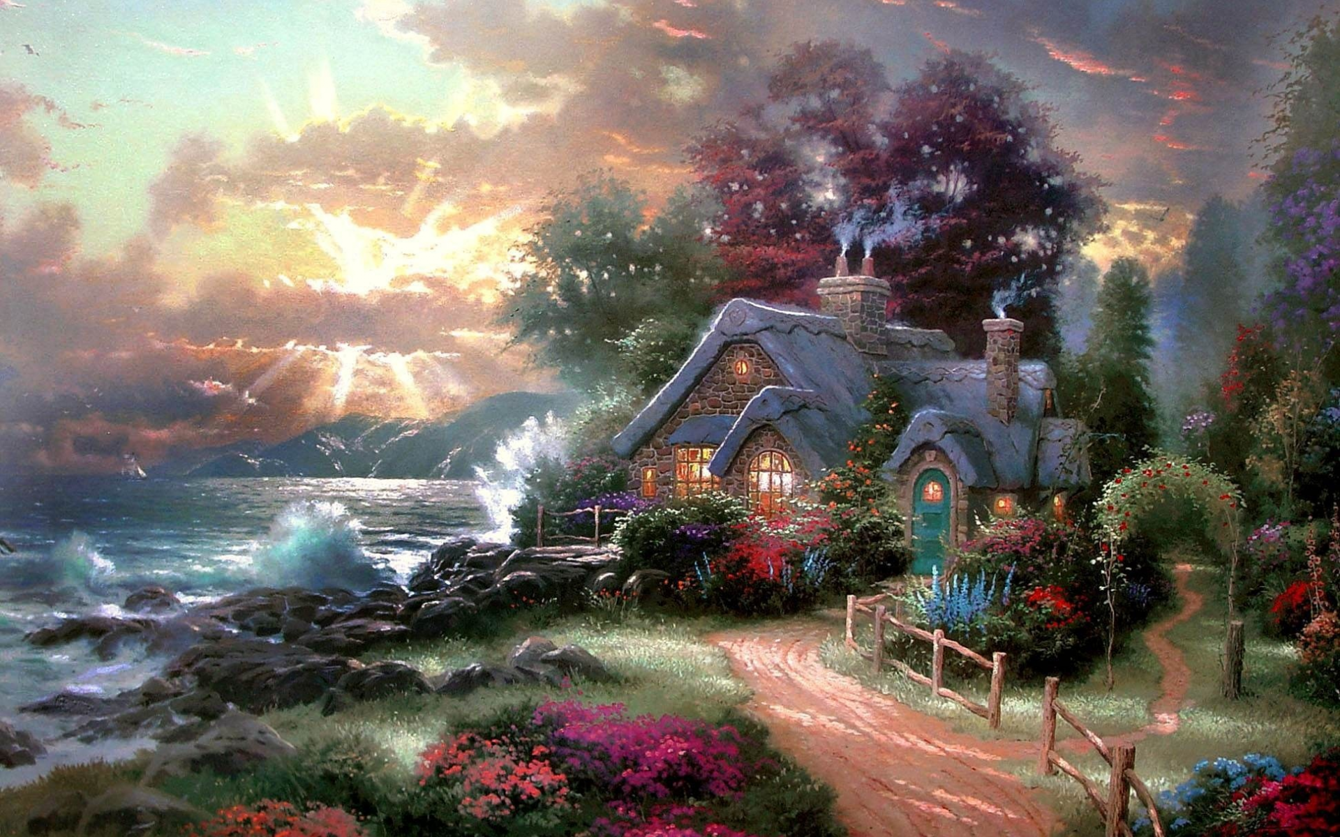 рассвет, a new day dawning, thomas kinkade