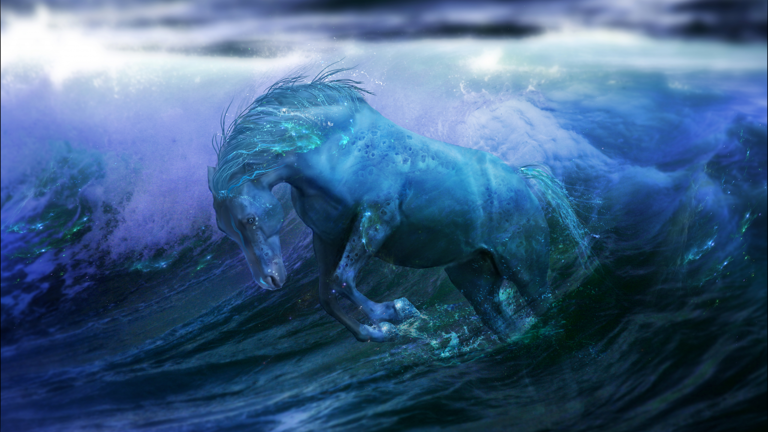 вода, ocean, fantasy, water, океан, лошадь, horse