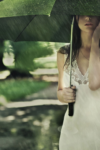 настроение, зонт, лето, девушка, дождь