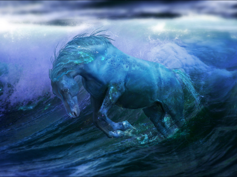 вода, ocean, fantasy, water, океан, лошадь, horse