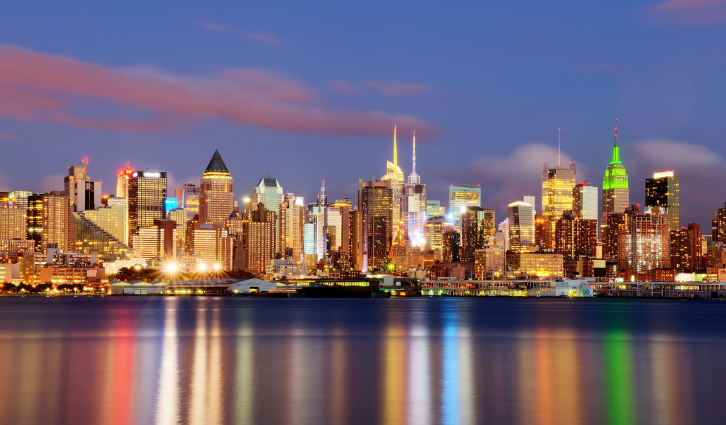 панорама, new-york, ню -йорк, вечер, город