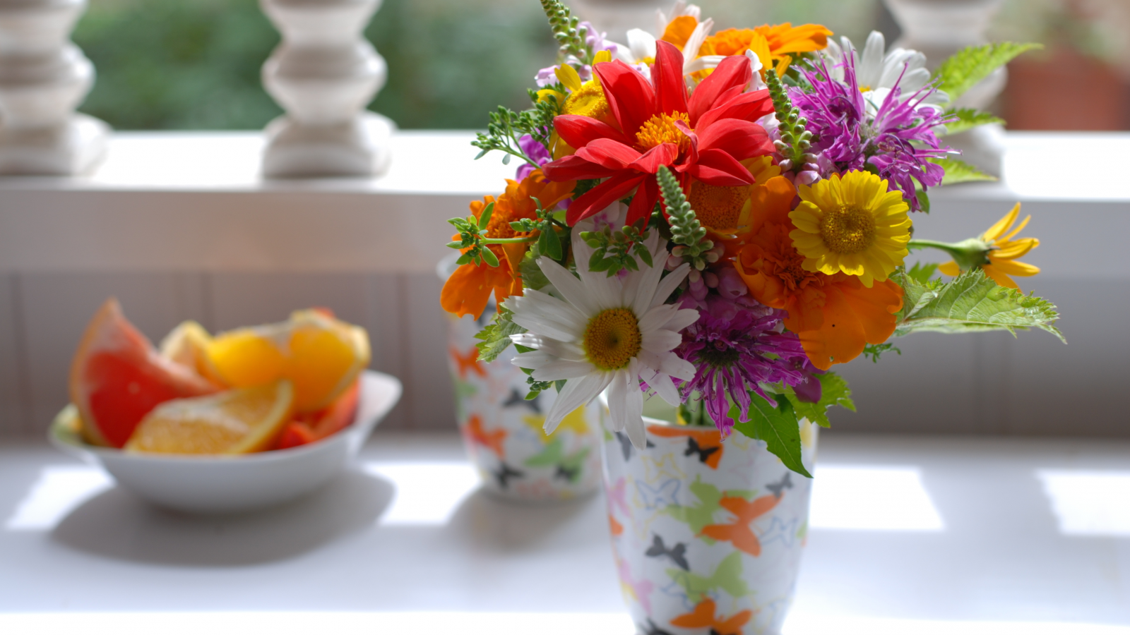 лето, ромашки, букет, ваза, цветы