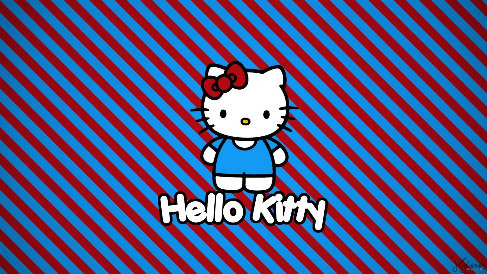 hello, candy, stripes, red, kitty, bow, hello kitty, blue