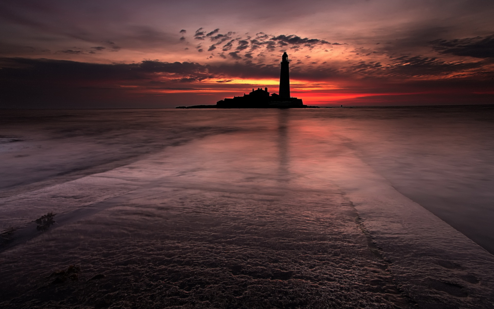 маяк, ночь, море, пейзаж