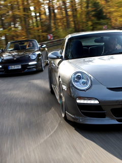 car, porsche, carrera, turbo, 911, taking, double, corner