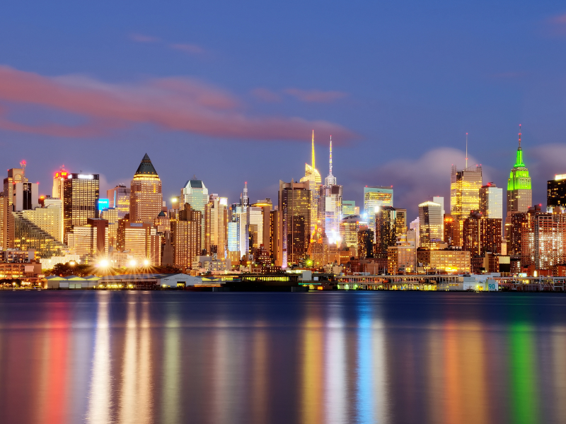 панорама, new-york, ню -йорк, вечер, город