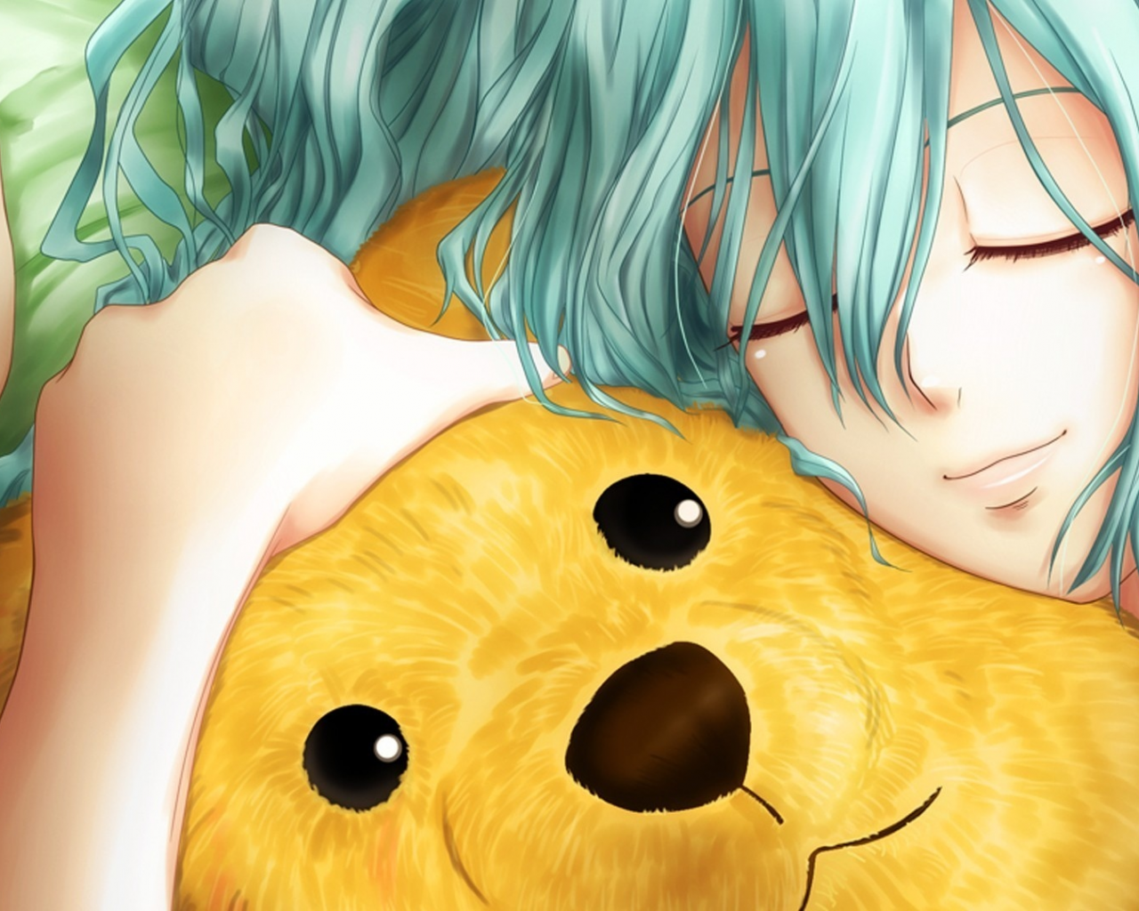 teddy bear, вокалоид, anime, sleep, miku, аниме