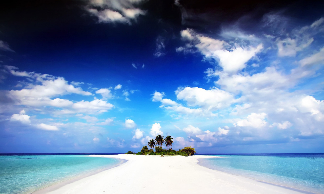 пляж, island, океан, небо, остров