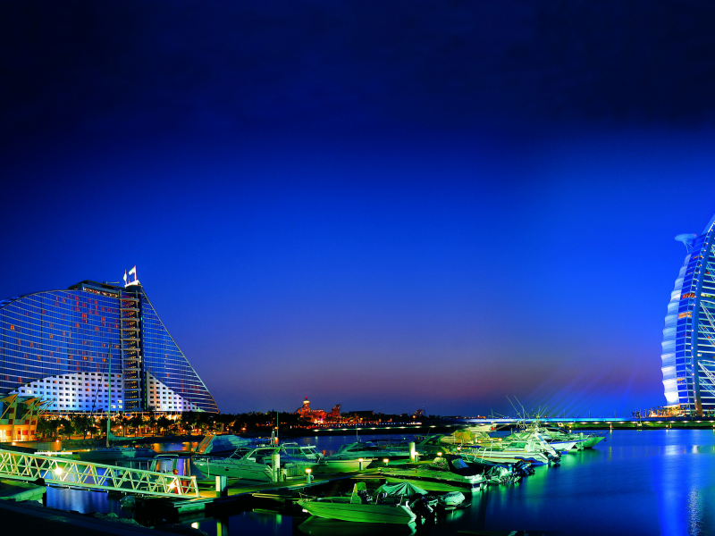 город, ночь, дубай, jumeirah beach hotel
