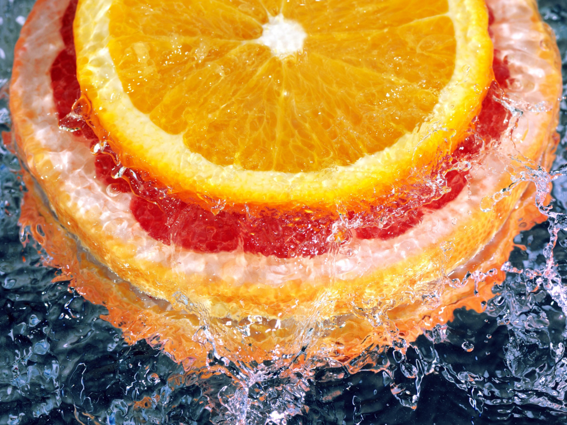 апельсин, капли, цитрус, брызги, вода