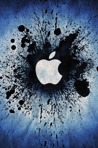 brand, splatter, blue, color, logo, blue splatter, apple