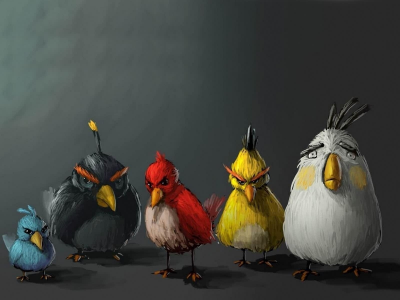 angry birds, красная, жёлтая, белая, птички