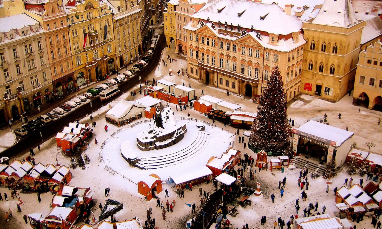 снега, cityscapes, Christmas, Prague, snow, Рождество в Праге, Europe, Европы, городские пейзажи