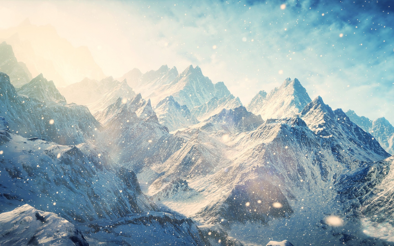 пейзажи, The Elder Scrolls V: Skyrim, winter, зима, landscapes, снег, снег пейзажи,Elder Scrolls V: Skyrim, горы, mountains, snow, snow landscapes