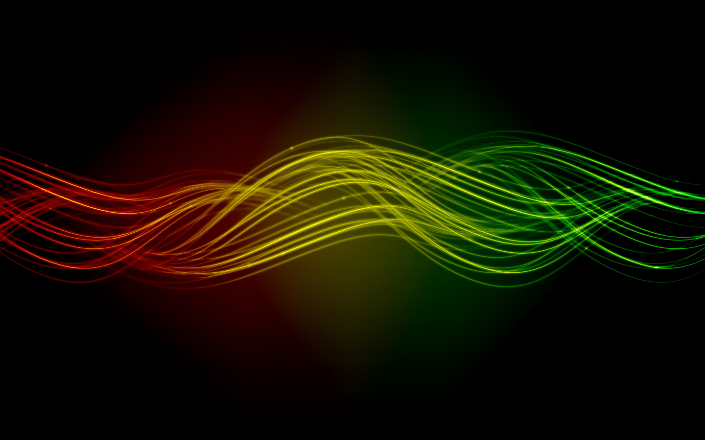 yellow, lines, simple background, green, multicolor, black background, digital art, waves, , red, abstract