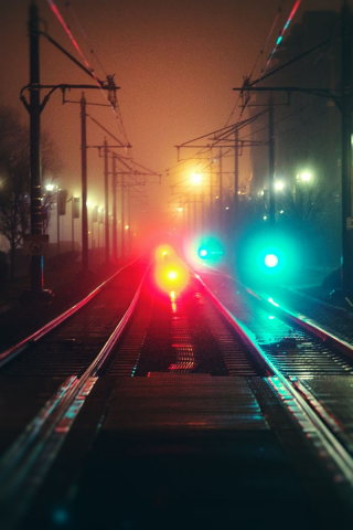 night, railroad tracks, lights, railroads, фонарик, ночь, железнодорожных путей, огни, городские пейзажи, железных дорог, flashlight, cityscapes