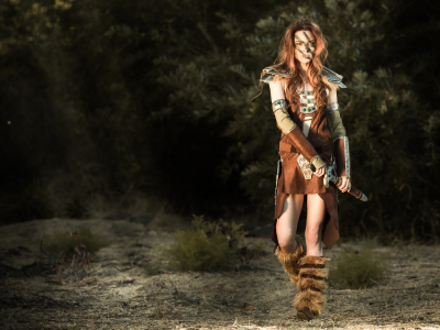 cosplay, warriors, dagger, models, , The Elder Scrolls V: Skyrim, The Elder Scrolls, freckles, legs, women, redheads, Dragonborn